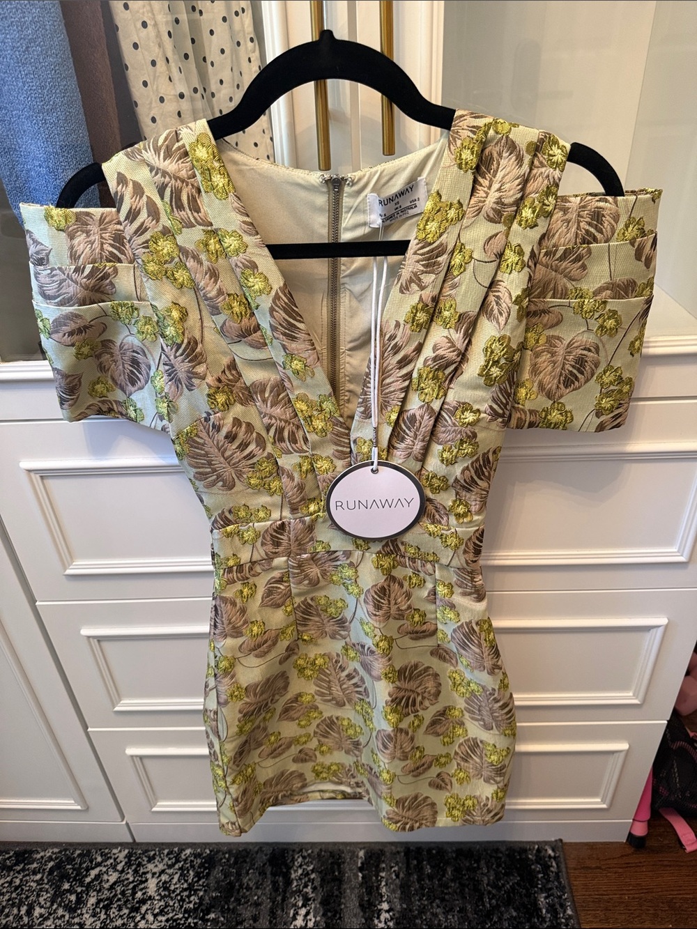 Runaway Sage and Yellow Floral Cold-Shoulder Tunic